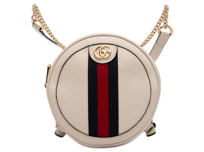 Gucci White Mini Leather Round Ophidia Rucksack weiß