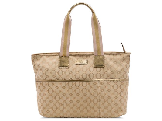 Gucci Beige GG Canvas Web Tote
