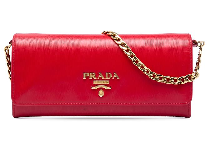 Portafoglio con catena Prada Red Vitello Move