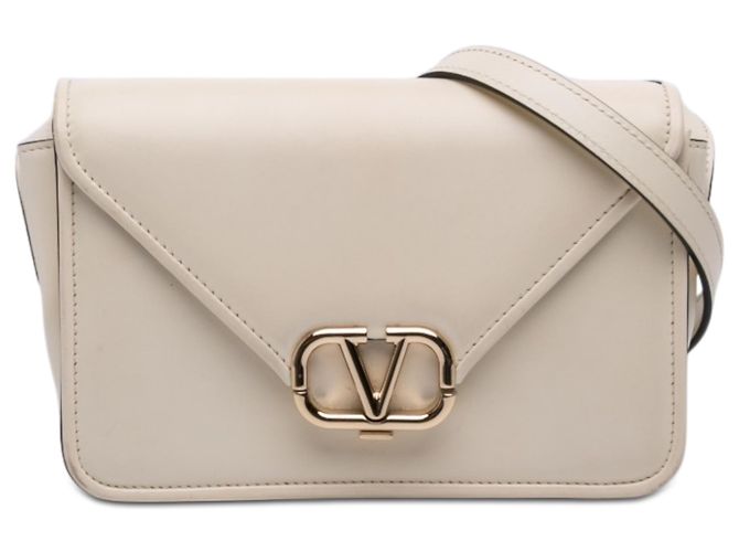 Bolso bandolera Valentino en cuero marrón VLogo Castaño Beige