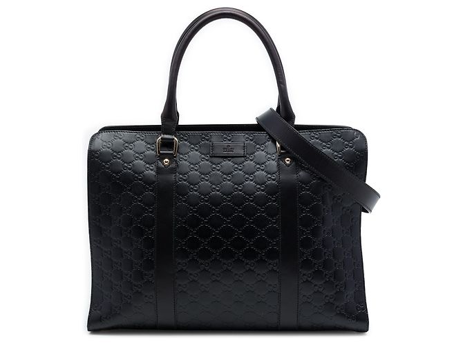 Pasta Gucci Black Medium Guccissima Preto