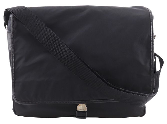 Bolsa Messenger Prada Black Tessuto com fivela Preto