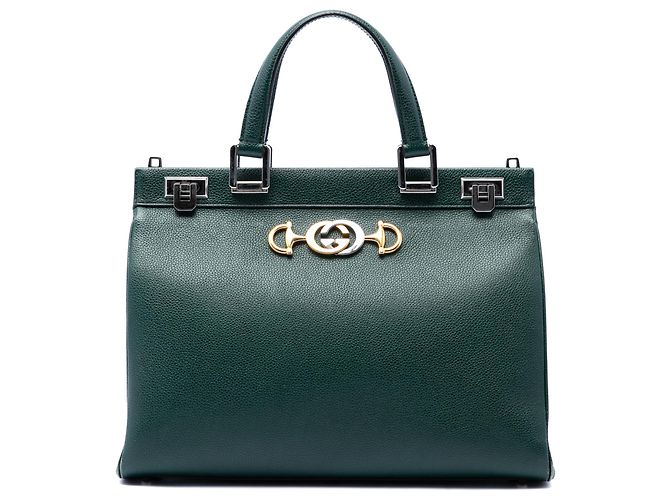 Bolsa de mão Zumi em couro de bezerro verde Medium da Gucci