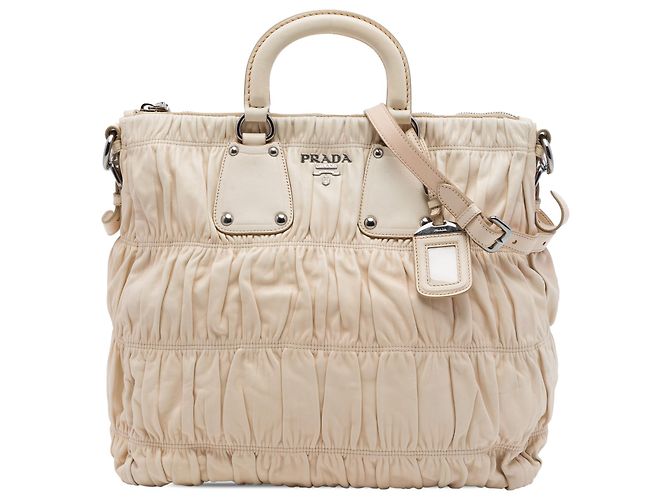 Bolsa Prada Beige Nappa Gaufre Bege
