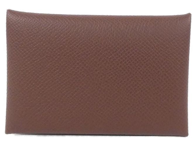 Hermès Hermes Calvi Brown Epsom Leather Card Case