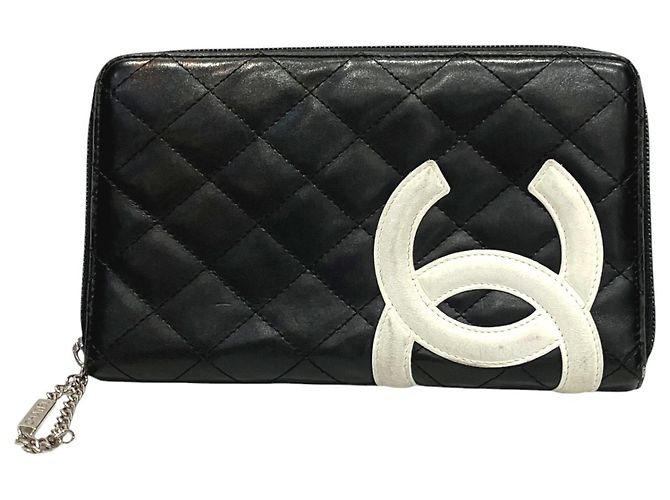 Chanel Cambon Line Langgeldbörse aus Lammleder Schwarz