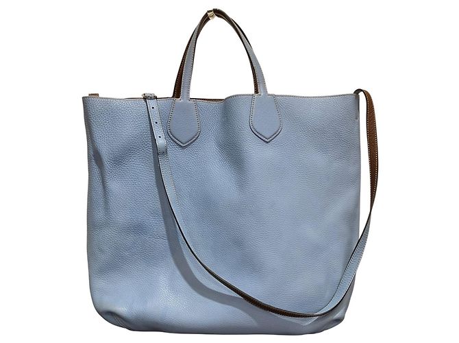 Bolso Tote de cuero Gucci Castaño Azul claro