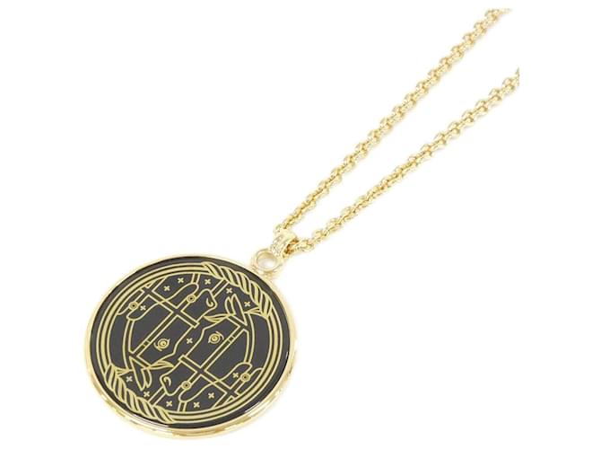 Hermès Collar medalla QUADRIGE GM Hermes Negro Dorado Amarillo 