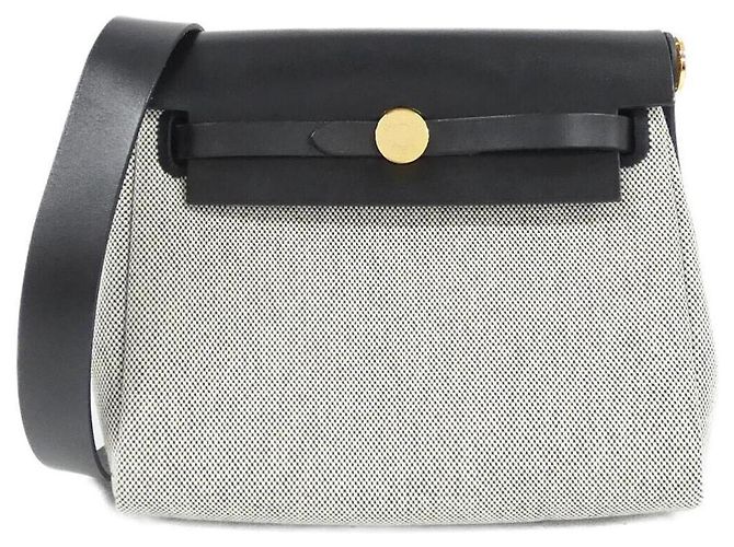 Hermès Bolso de hombro Hermes Herbag Zip Negro Crudo