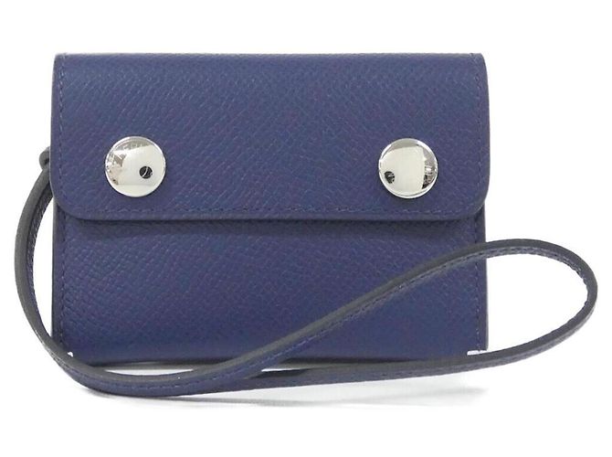 Hermès Hermes Snap Business Card Holder Blue Navy blue