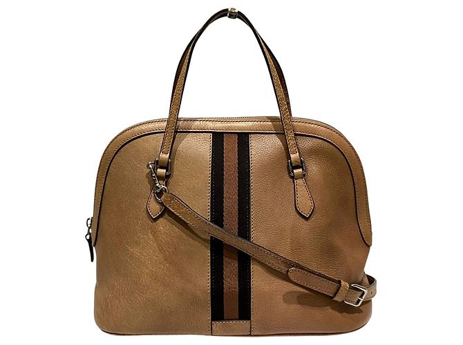 Bolsa de mão em couro Gucci Sherry Line Marrom