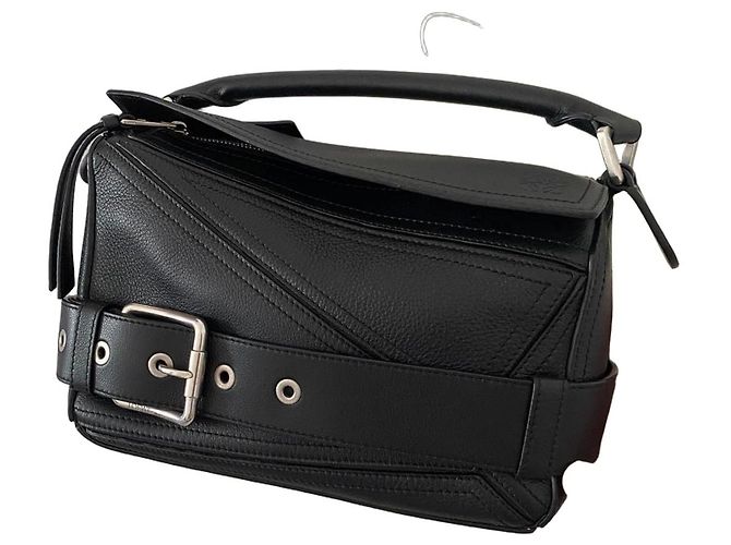 Borsa Loewe Puzzle Biker in pelle nera Nero