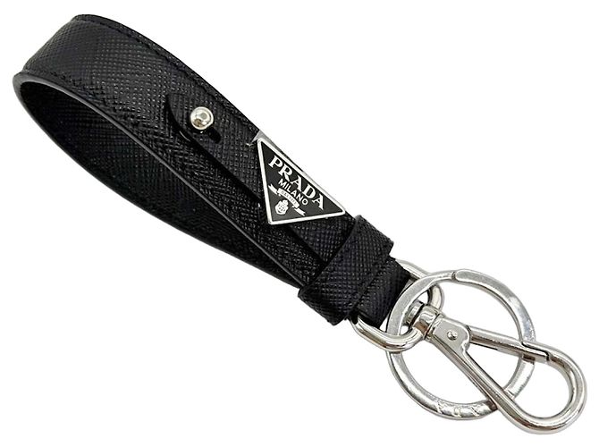 Chaveiro de couro Saffiano Prada Preto