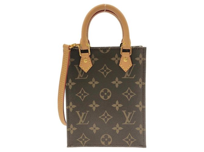 Louis Vuitton Monogram Petite Sac Plat Handbag Braun Monogramm