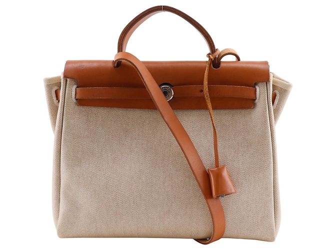 Hermès Bolsa de ombro Hermes Herbag PM Preto Bege