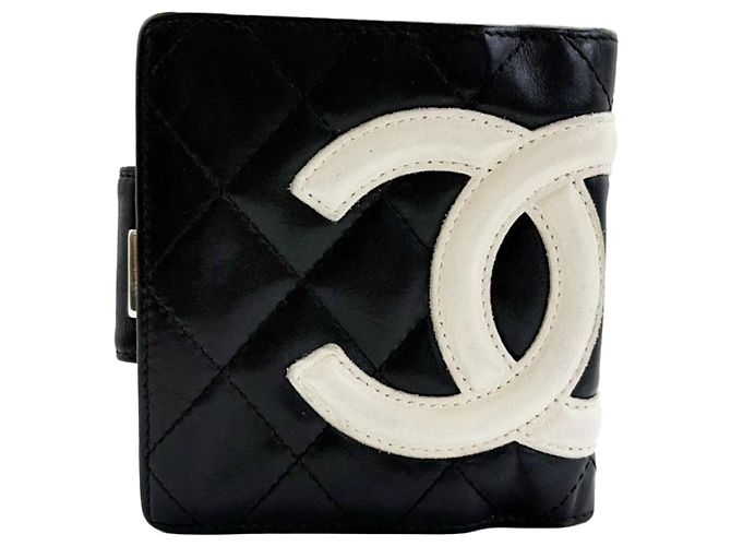 Chanel Cambon Line Bi-fold Wallet Black White
