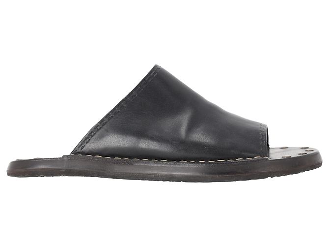 Sandali slide See by Chloé in pelle nera con borchie Nero