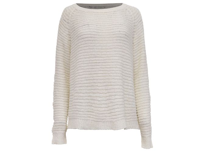 Theory Open Knit Pullover aus weißer Baumwolle Roh 