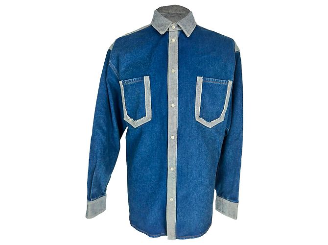 Camicia in denim bicolore Marni in cotone blu