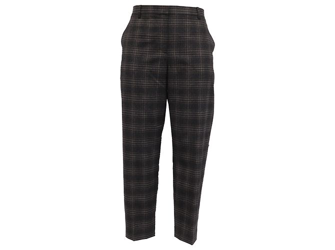 Theory Plaid Trousers in Grey Wool