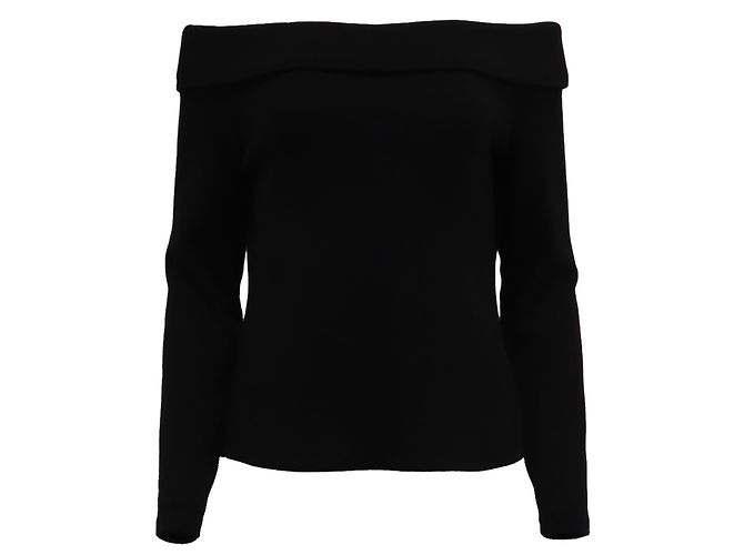 Veronica Beard Fawsett Off Shoulder Top aus schwarzer Baumwolle