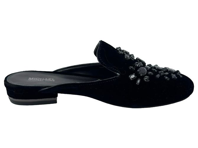 Mule Michael Kors con decorazioni in cristallo in velluto nero