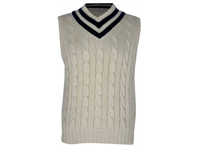 Wimbledon Strickweste von Polo Ralph Lauren aus cremeweißer Baumwolle Roh