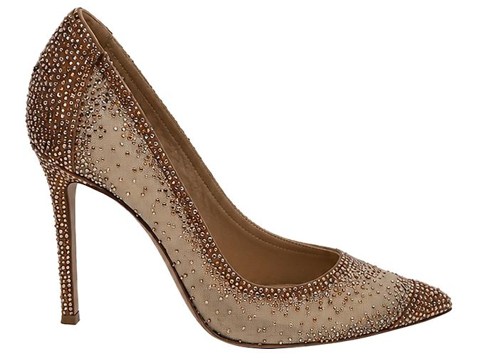 Gianvito Rossi Rania 105mm Strass-Pumps in Beige, Polyester