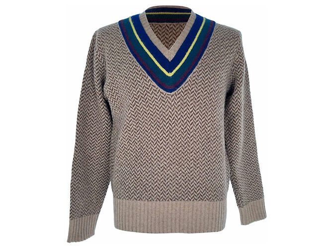 Polo Ralph Lauren V-Ausschnitt Pullover aus brauner Wolle