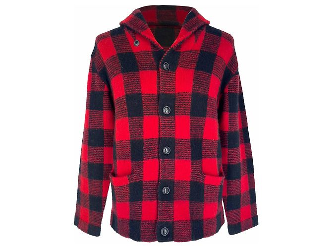 Polo Ralph Lauren Karo-Cardigan aus roter Wolle