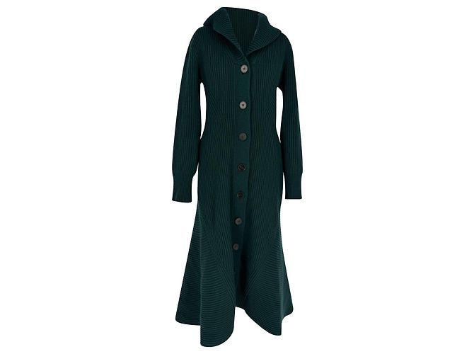 Alexander McQueen Rippstrick-Midikleid aus grüner Wolle