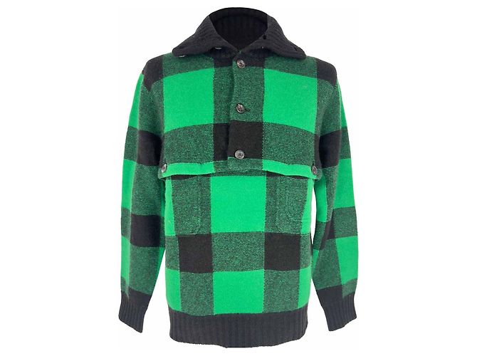Polo Ralph Lauren Karo-Pullover aus grüner Wolle Olivgrün