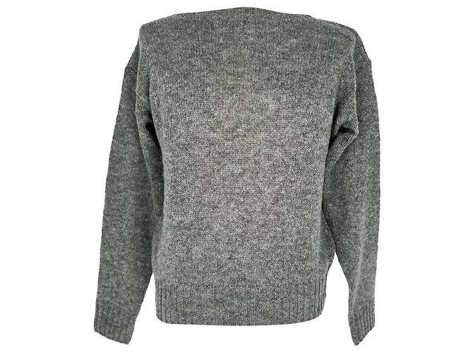 Pull à col rond Prada en laine vierge gris