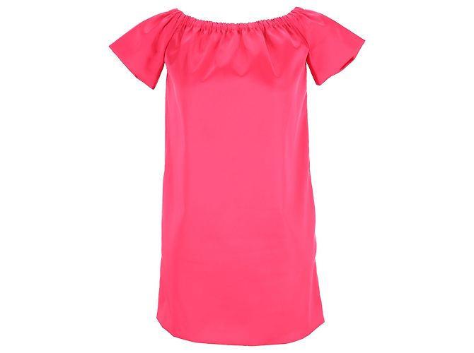 Maje Off-Shoulder Mini Kleid aus rosa Polyester Pink