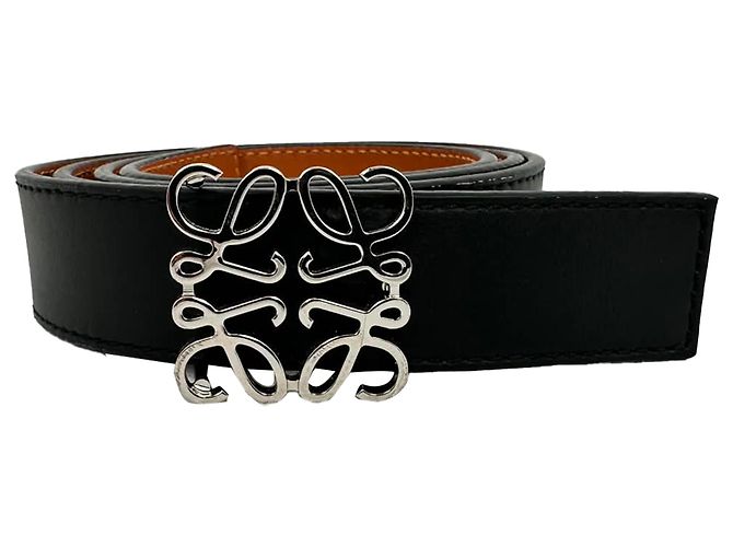 Cinto Anagram em couro preto Loewe