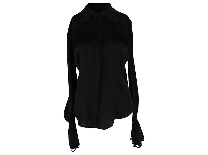Paco Rabanne Bluse mit weiten Ärmeln aus schwarzem Polyester