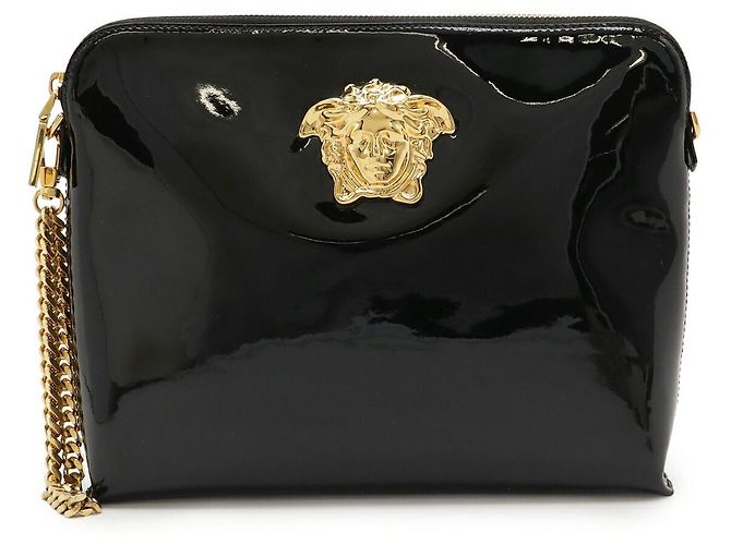 Clutch in pelle lucida Versace Nero