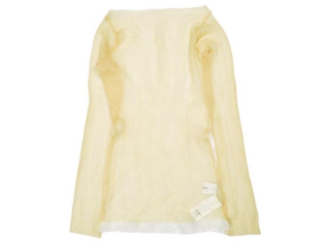 Autre Marque Top de nylon e poliéster transparente com decote canoa JANE SMITH Bege
