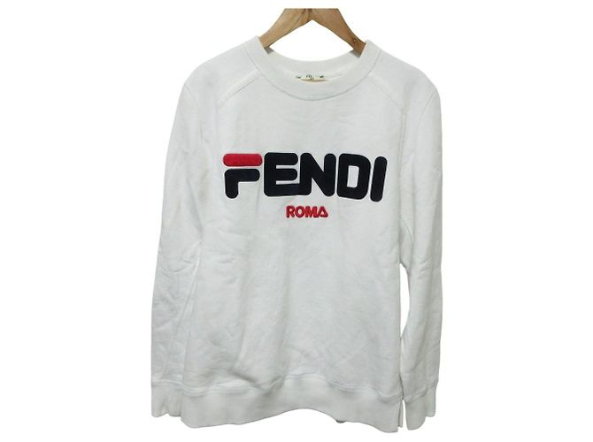 Fendi FILA Collaboration Logo Baumwoll-Sweatshirt Weiß