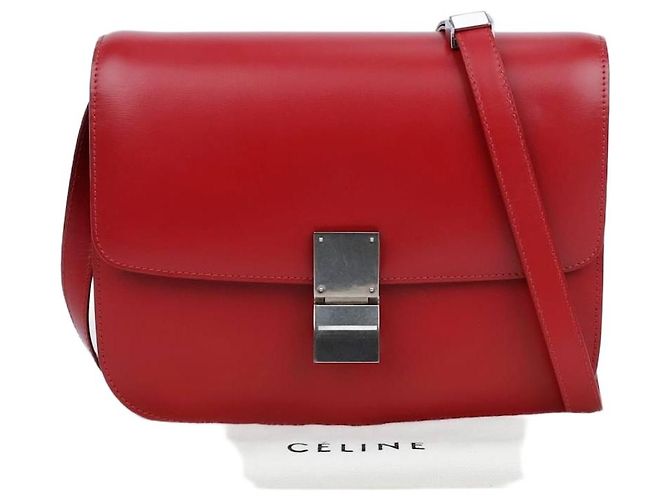 Céline Piccola borsa a tracolla in pelle Classic Box Rosso Argento