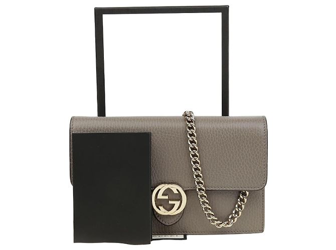 Gucci Interlocking Mini Wallet Chain Bag Grey Brown