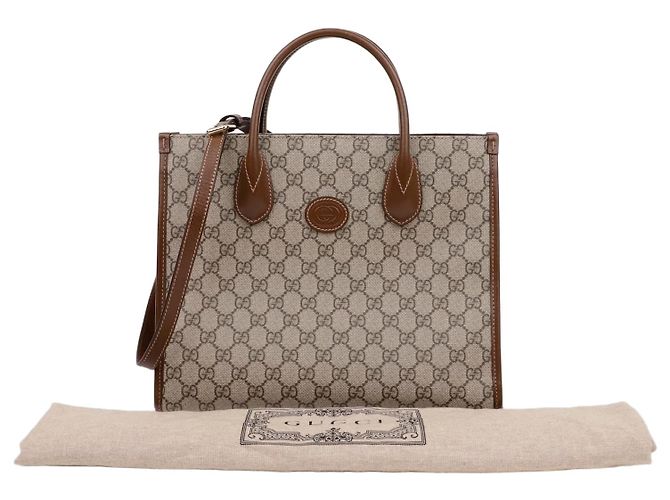 Gucci Interlocking Small Tote Shoulder Bag Brown
