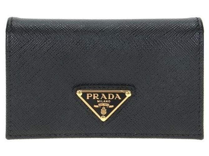 Prada Saffiano Card Holder stamp: QHH Black