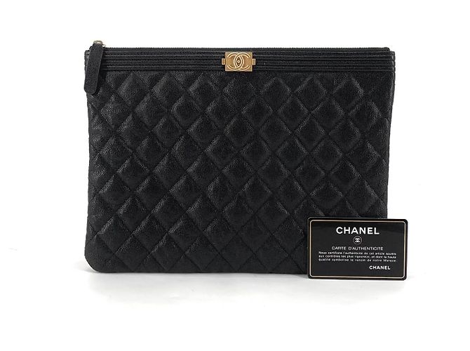 Chanel Pochette Caviar Gold Boy New Medium