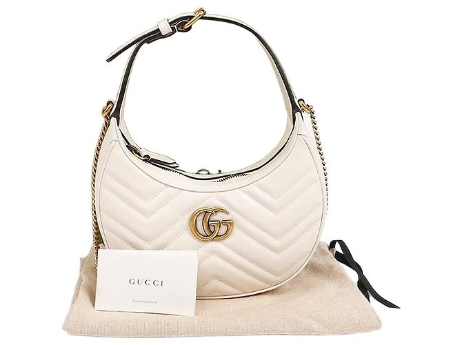 Gucci Mini bolsa de ombro GG Marmont Meia Lua Branco