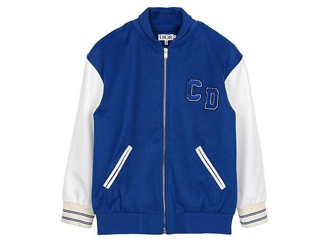 Dior KIDS Blue CD Wool Cashmere Varsity Blouson Jacket