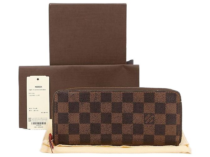 Louis Vuitton Clemence Wallet Damier Ebène Canvas Long Wallet Cherry Brown Braun