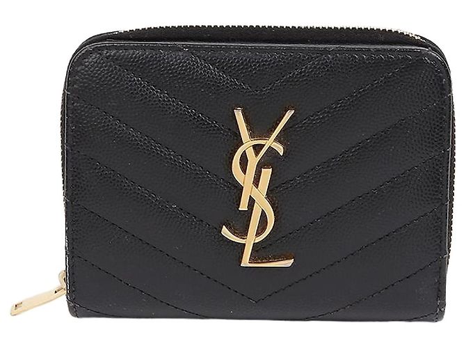 Saint Laurent Cartera redonda compacta Negro