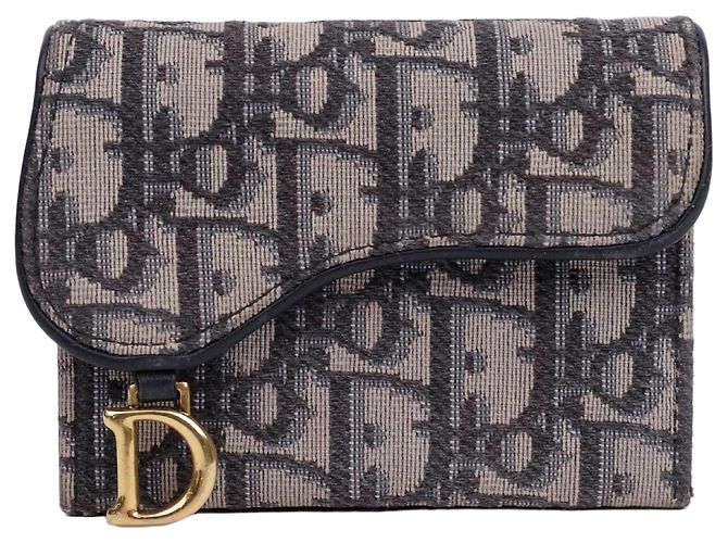 Dior Oblique Jacquard Saddle Accordion Card Wallet Blue