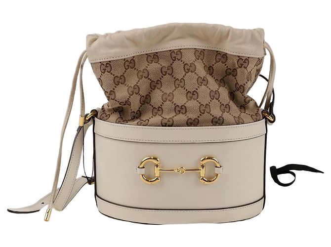 Horsebit 1955 Gucci Borsa a secchiello Horsebit Bianca Bianco 